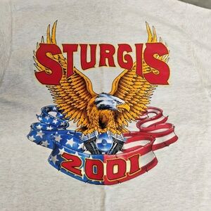 Sturgis Biker Rally T Shirt Eagle Harley V-Twin US Flag Sz M